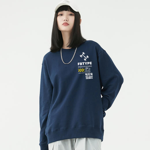 自由基地秋冬男女通勤情侣款休闲卫衣圆领套头衫个性硬派越野设计 NMT-2039 商品图0