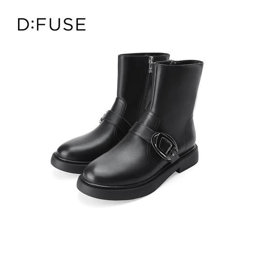 Dfuse迪芙斯冬季新款牛皮圆头短靴厚底户外休闲靴DF34116112 商品图5