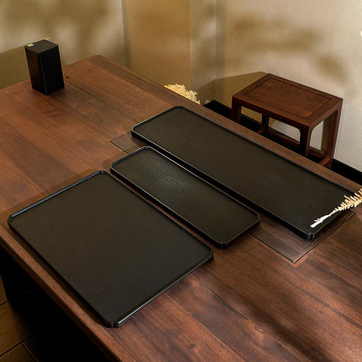 陆羽苏窗茶盘 乌金石茶盘轻奢现代家用干泡台乌金石茶具托盘茶台石板 商品图6