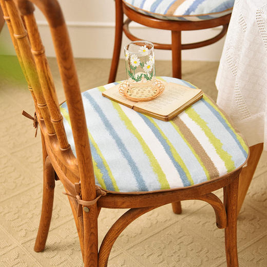 海洋条纹梯形椅垫家用四季通用中式实木加厚餐椅防滑坐垫 商品图2