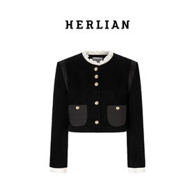 HL2CAWJA1016 法式蕾丝领金扣灯芯绒外套