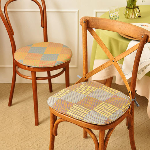 经典威尔士格纹椅垫家用四季通用中式实木加厚餐椅防滑坐垫 商品图0