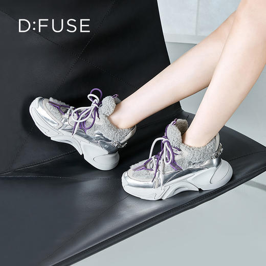 DFuse迪芙斯2022冬季新款牛皮厚底增高老爹鞋运动鞋女DF24118540 商品图12
