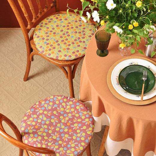 海棠果圆形椅垫家用四季通用中式实木加厚餐椅防滑坐垫 商品图0