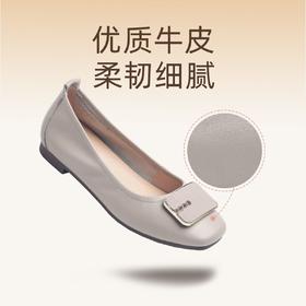 信诺真皮单鞋女2023秋新款平底浅口软底瓢鞋圆头妈妈鞋舒适豆豆鞋23Q1629-11