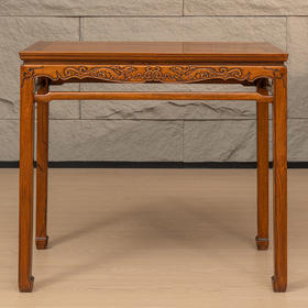 黄花梨束腰罗锅枨马蹄腿螭龙纹半桌