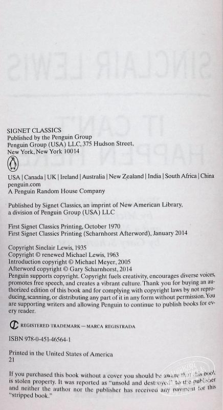 【中商原版】辛克莱·刘易斯：不会发生在这里英文原版 商品图3