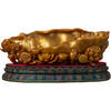 清 寿山石雕荷叶莲纹描金洗摆件 商品缩略图5