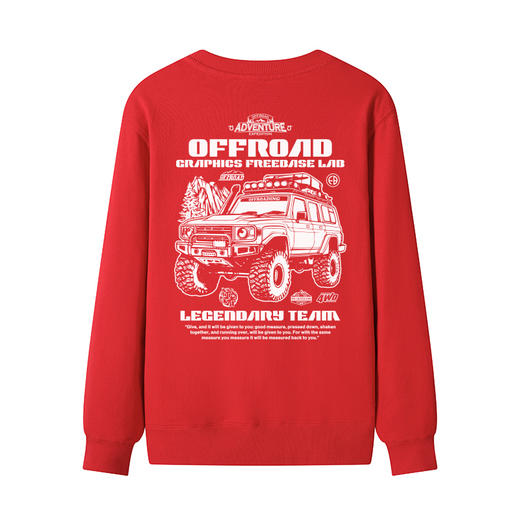 自由基地2023秋冬新款越野车穿越图案设计团队队服圆领毛圈卫衣 NMT-2060 商品图3