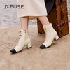 Dfuse迪芙斯冬季新款牛皮方头粗跟绑带马丁靴短靴DF34116201 商品缩略图0