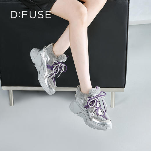DFuse迪芙斯2022冬季新款牛皮厚底增高老爹鞋运动鞋女DF24118540 商品图13
