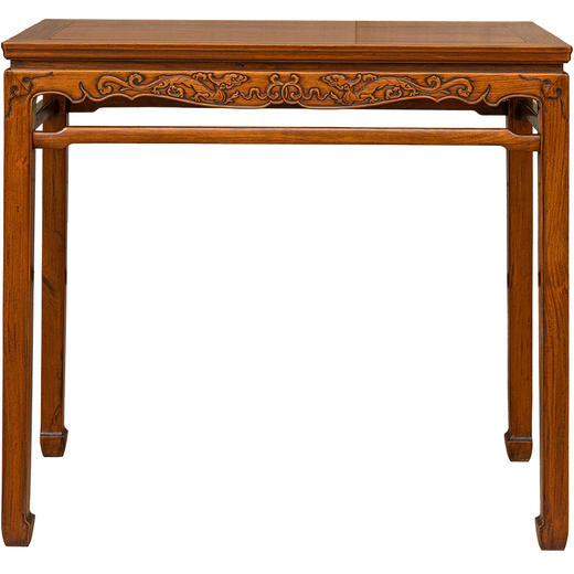 黄花梨束腰罗锅枨马蹄腿螭龙纹半桌 商品图5