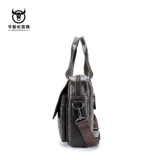 牛船长男士真皮多功能单肩斜挎男包头层牛皮时尚手提公文包 商品图3