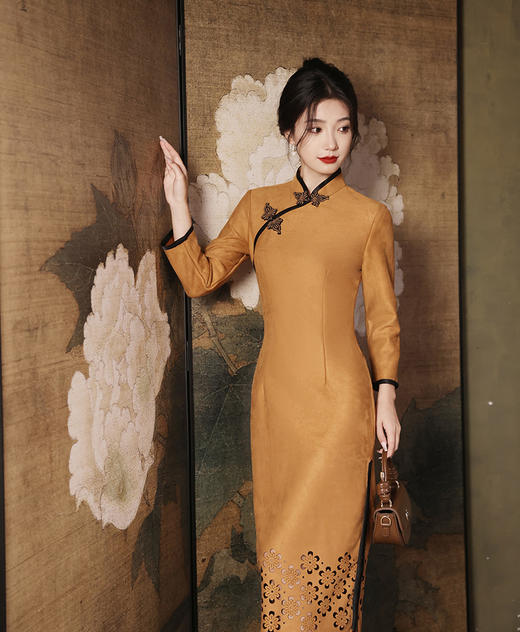 秋冬季新款，改良旗袍民国风日常设计感修身气质连衣裙XL-23339 商品图0