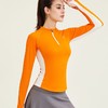 立领拼色抓绒T恤女长袖健身衣运动速干跑步长袖 商品缩略图0