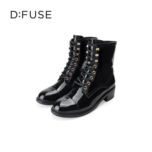 Dfuse迪芙斯冬季新款牛皮圆头经典绑带马丁靴短靴DF34116209 商品图5