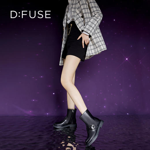 Dfuse迪芙斯冬季新款牛皮圆头短靴厚底户外休闲靴DF34116112 商品图7