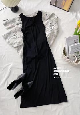33BAR070911#侧褶背心连衣裙