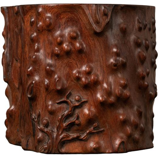 清 黄花梨雕树瘤笔筒 商品图5