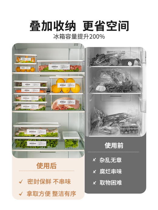 摩登主妇冰箱收纳盒冷冻肉保鲜盒食品级分装盒蔬菜备菜整理密封盒 商品图1