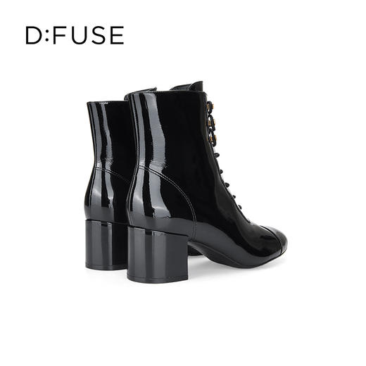 Dfuse迪芙斯冬季新款牛皮方头粗跟绑带马丁靴短靴DF34116201 商品图6