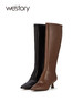 westory2023秋季新品秀气猫跟尖头靴后拉链舒适好搭骑士靴W23DQ83261 商品缩略图0