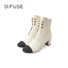 Dfuse迪芙斯冬季新款牛皮方头粗跟绑带马丁靴短靴DF34116201 商品缩略图2