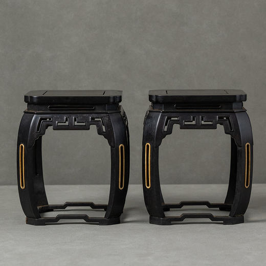 二十世纪 红木透雕八角花几摆件（一对） 商品图0