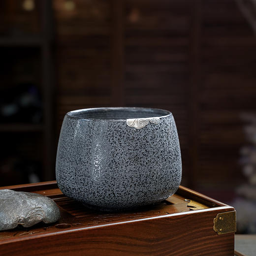 金音石茶洗 肌理纹建水简约家用复古水盂茶水缸茶桶功夫茶渣缸功夫茶盂 商品图9