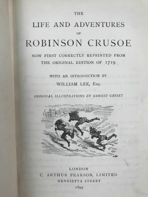 1899年 鲁宾逊漂流记 约20幅插图 漆布精装32开 商品图3