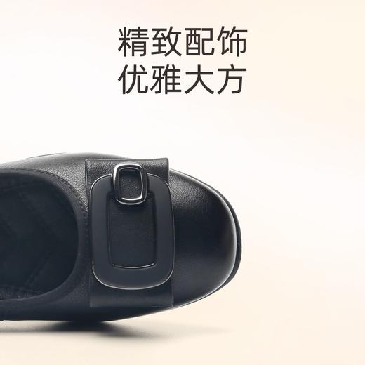 信诺真皮坡跟单鞋女23秋新款软底浅口舒适皮鞋一脚蹬通勤妈妈鞋子23Q7832-57 商品图1