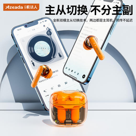 「透明设计！沉浸体验」Azeada 无线蓝牙耳机TWS长续航运动降噪男女通用透明耳机 数码配件 商品图3