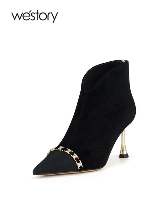 westory2023秋季新品经典小香风拼接女靴精致小巧时尚靴W23DS83291 商品图2