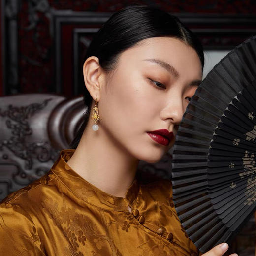 福禄蜜蜡耳环耳饰 商品图1