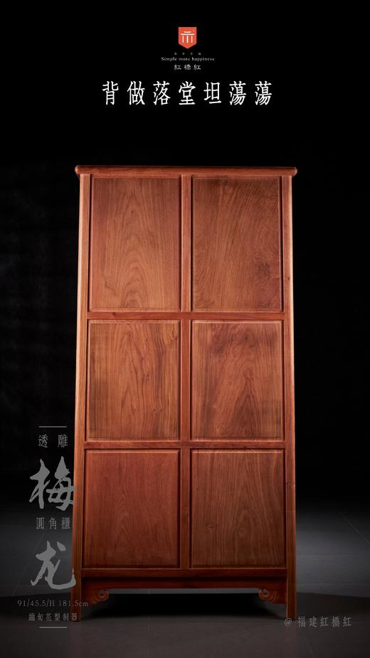 红桥红  家具严选  缅甸花梨（大果紫檀）  【182 透雕梅龙 圆角柜】 商品图9