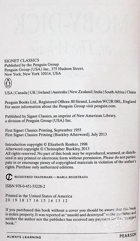 【中商原版】白鲸 英文原版 Signet Classics: Moby- Dick 赫尔曼·梅尔维尔 Herman Melville 商品图3