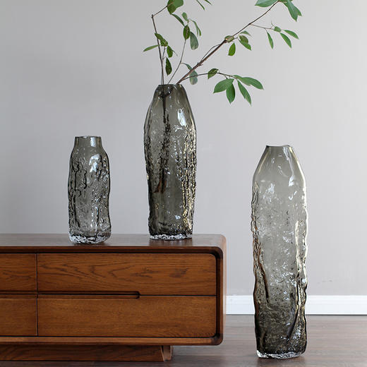 简约轻奢风落地大直筒玻璃花瓶 酒店样板间软装饰品插花花器批发 商品图2