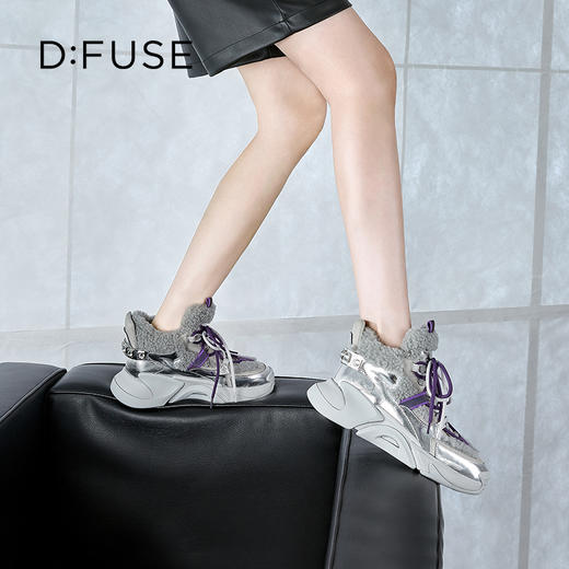 DFuse迪芙斯2022冬季新款牛皮厚底增高老爹鞋运动鞋女DF24118540 商品图11