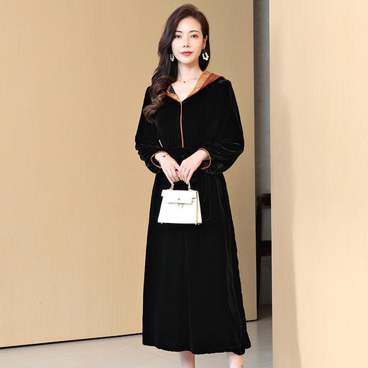 真丝绒连衣裙，洋气阔太太大码连衣裙ASE-971 商品图2