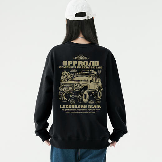 自由基地2023秋冬新款越野车穿越图案设计团队队服圆领毛圈卫衣 NMT-2060 商品图7