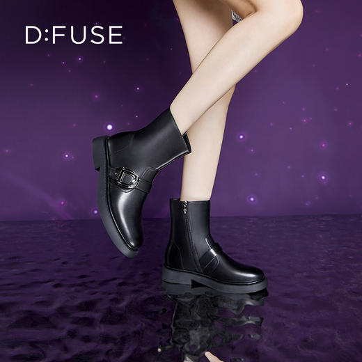 Dfuse迪芙斯冬季新款牛皮圆头短靴厚底户外休闲靴DF34116112 商品图8