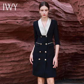 IWY/新款高端黑色职业连衣裙女2023气质正式场合套装通勤售楼部工作Q13194