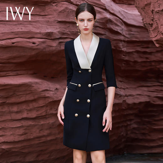 IWY/新款高端黑色职业连衣裙女2023气质正式场合套装通勤售楼部工作Q13194 商品图0