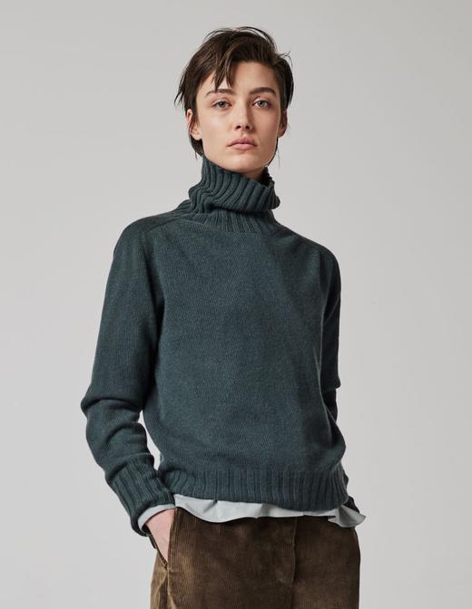 Margaret Howell 云杉绿/金褐色高领羊绒衫 商品图3