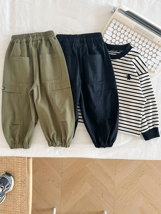 【高品质棉布材料制作，舒适透气！】风之谷2023秋季新款童裤男童帅气工装裤儿童日系百搭棉布休闲裤潮工装裤的设计增加了实用性，可满足孩子们日常穿着的需求 商品图3