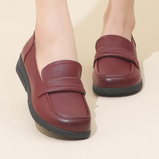 信诺2023春秋鞋女真皮中老年妈妈鞋圆头套脚老人鞋软底平底单鞋23Q2309-3 商品图8