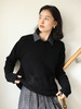 HeyDress100绵羊毛毛衣女秋冬法式圆领宽松针织衫慵懒感套头上衣 商品缩略图3