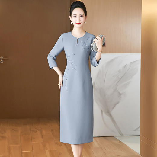 时尚简约妈妈装中老年，参加宴会晚礼服气质优雅风连衣裙LC-2385 商品图2