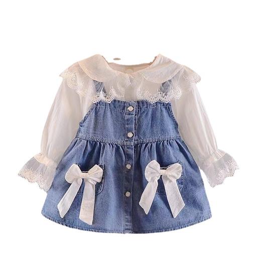 【牛仔面料制作，既舒适又耐用！】女童牛仔背带裙子洋气春秋季公主女宝宝时髦春装连衣裙套装韩版潮sh 商品图4