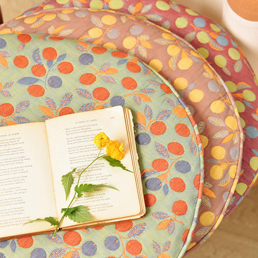 海棠果圆形椅垫家用四季通用中式实木加厚餐椅防滑坐垫 商品图3